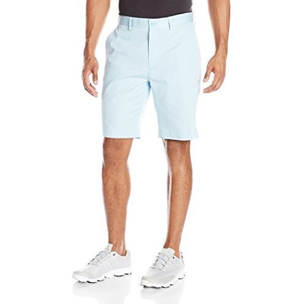 Louis Raphael Men's Golf Flat Front Cotton Blend Short, Agate Grey, 38W